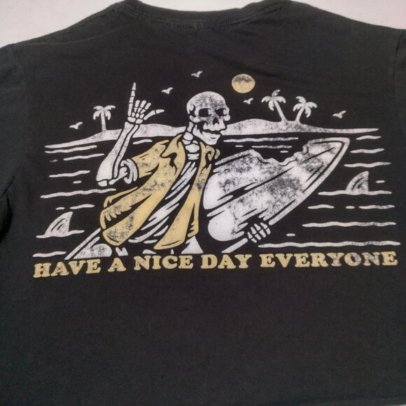 Call Your Mother Cropped Shirt Medium Skeleton Surfer Have A Nice Day Everyone - Picture 11 of 11